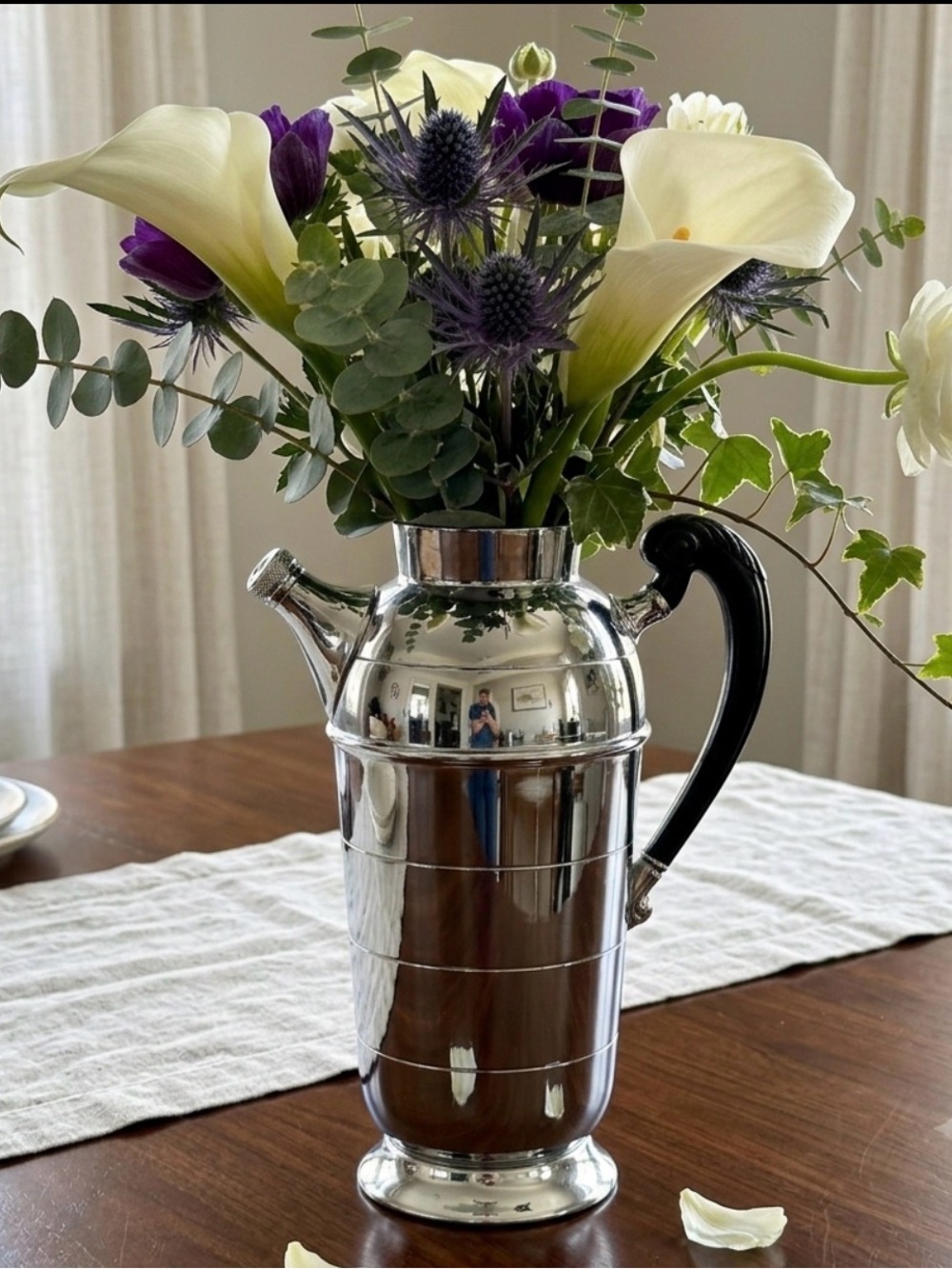 Vtg 1930s Farber Bros Krome Kraft Cocktail Shaker AS IS Missing Top Lid Pitcher